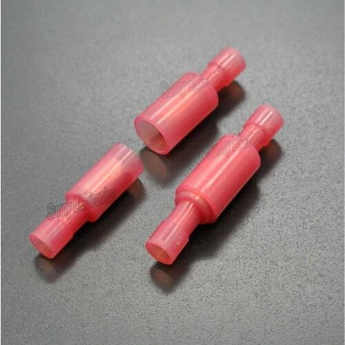 100 Red 22-16 Gauge Fully Insulated Nylon Bullet Connectors Wire Terminals Mates male & female free shipping