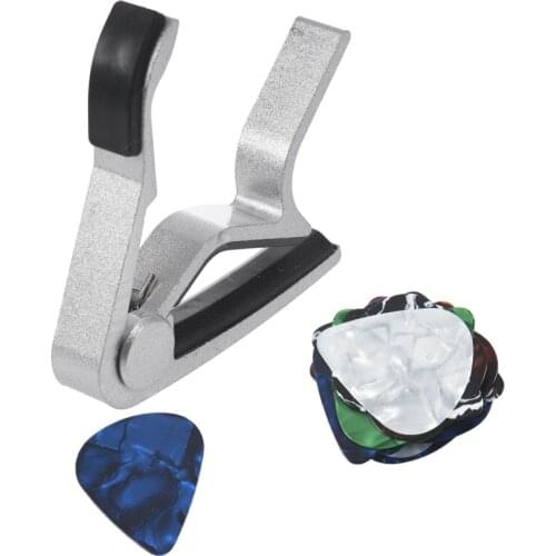 20 Pieces Elegant and Colorful 0.71Mm Guitar Picks Celluloid Mediators for Bass Guitar with CAPO Capo Clamp Folk Acoustic Classi