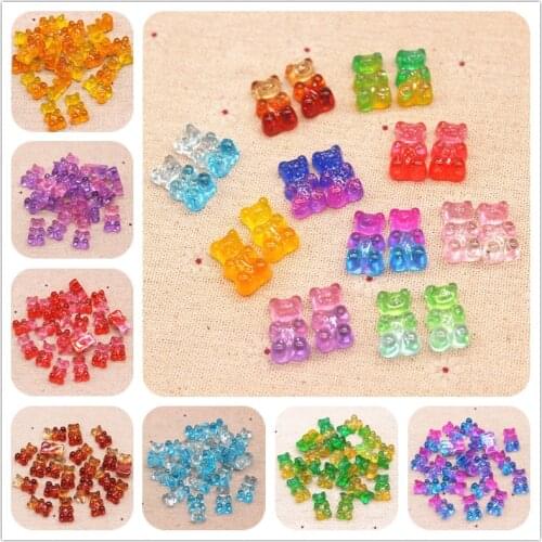 20pcs Cute Resin Gradient Bear Simulation Soft Candy DIY Hair Clip Home Decoration Accessories,25*16*58mm
