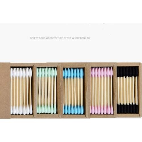 200PCS/Box Double Head Cotton Swab Bamboo Sticks Cotton Swab Disposable Buds Cotton For Beauty Makeup Nose Ears Cleaning