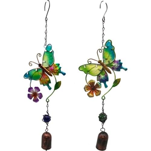 25# Painted Butterfly Wind Chime Metal Decoration Hanging Vintage Rust-proof Garden Decoration Outdoor Rainbow Suncatchers