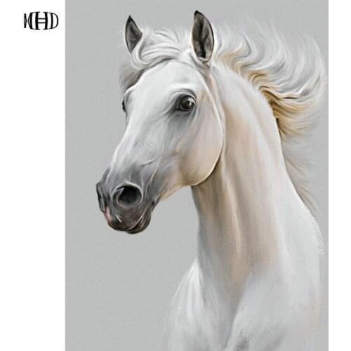 3D Diamond Painting Cross Stitch Horse Square & Round 5D DIY Diamond Embroidery Animal Crystal Mosaic White Horse