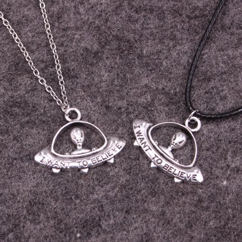 20Pcs Alien UFO spacecraft flying saucer space Mars strange Necklace For Jewelry Accessories necklaces Gift
