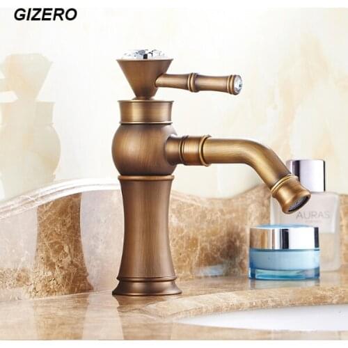 Antique Retro Bathroom Faucets Basin Crystal Mixer Faucet Bathroom Basin Mixer Taps Single Handle Sink Mixer Swivel Spout ZR154