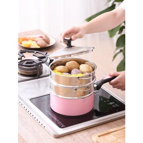 Non-stick pot cooking noodle baby auxiliary milk mini stew steamer pan glass lid small soup saucepan electromagnetic furnace