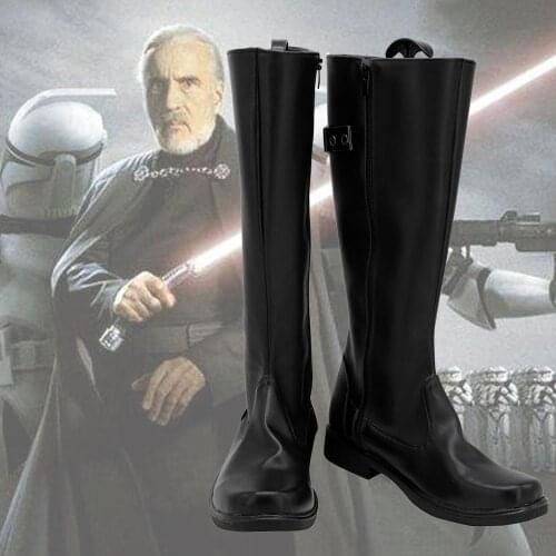 Count Dooku Shoes Cosplay StarWars Dooku Cosplay Boots Black Shoes Custom Made