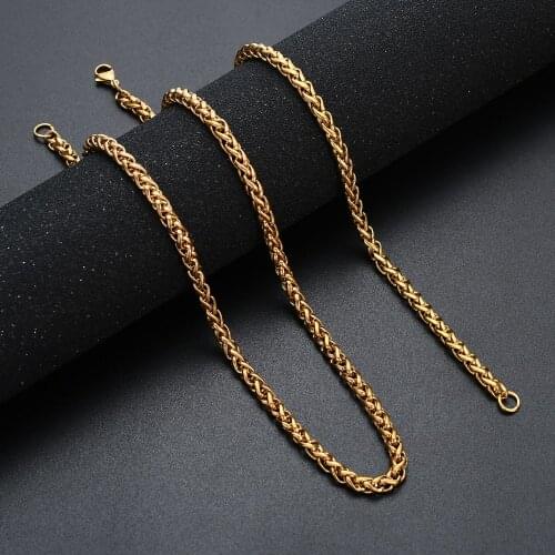 Wholesale 5MM Stainless Steel Plated Gold Keel Chain Necklace Fashion Man Link Necklace Hip Hop Rock Style Length 50/55/60/70cm