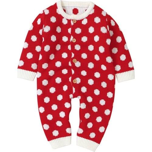 Baby Rompers Dots Knitted Newborn Infant Kids Jumpsuits Long Sleeves Autumn Toddler Boy Girl Sweaters Outfits Winter
