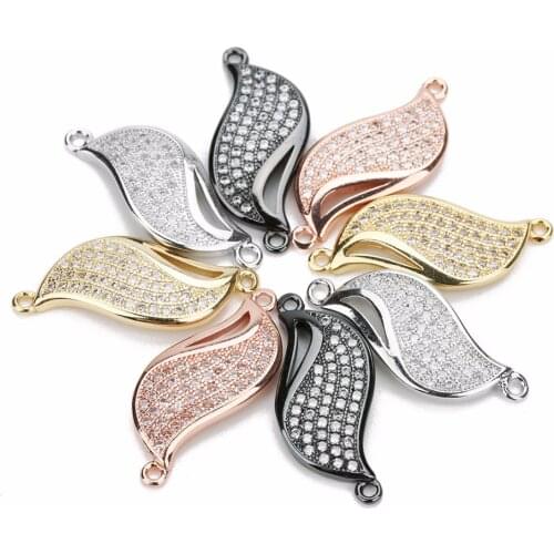 LOULEUR Supplies DIY Jewelry Findings Zircon Copper Connectors Charm Accessories For Necklace Bracelet Jewelry Making