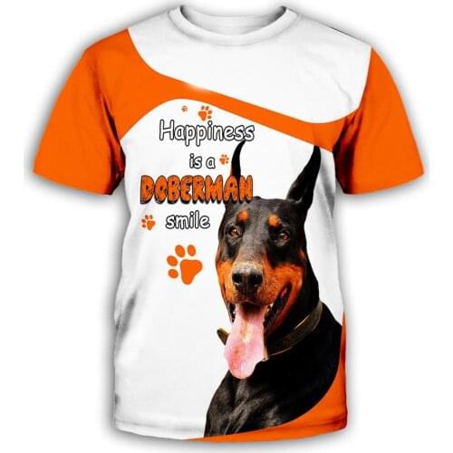 CLOOCL Doberman Smile Men T-shirts Animals Dog Letter Paw Print Tops Short Sleeve Casual Men Clothing Unisex Streetwear