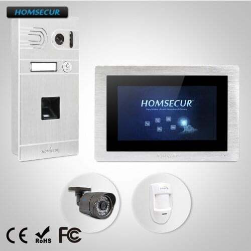 HOMSECUR 7" Wired Video&Audio Smart Doorbell Fingerprint Camera Touch Screen Memory Monitor for House/Flat BC061-S BM714-S