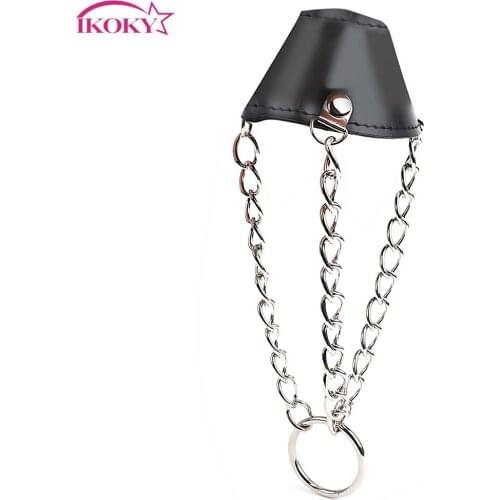 IKOKY Sex Toys for Men Male Penis Cock Ring Cake Cage Parachute Balls Stretcher Male Chastity Device Scrotum Bondage Restraint