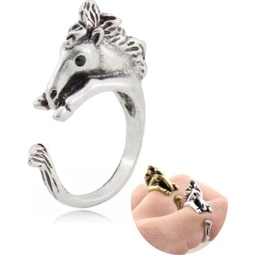 Handmade Adjustable Retro Nice Horse Ring Punk Animal Anillos Wedding Rings For Women Anel Men Jewelry Lovers Gifts Bague Aneis
