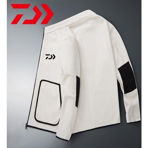 Daiwa Fishing Jackets Men Outdoor Warm Fleece Fishing Clothes Zipper Fishing Shirt Outerwear Daiwa Clothing for Winter Fishing