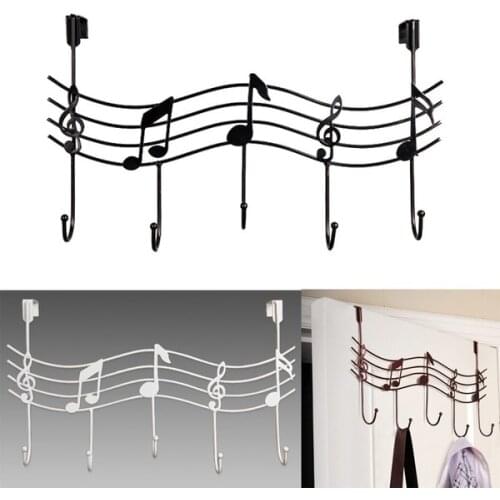 Hot Vintage Metal Music Note Hook Coat Hat Towel Hanger Organizer Holder Wall Decor 5 Hooks Coat Hanger