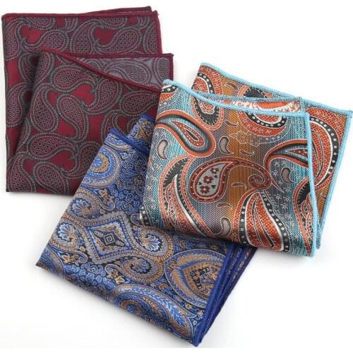 Linbaiway Male Pocket Square Paisley Floral Handkerchiefs Men Vintage Pocket Towel for Wedding Party Suit Accessory Custom Logo