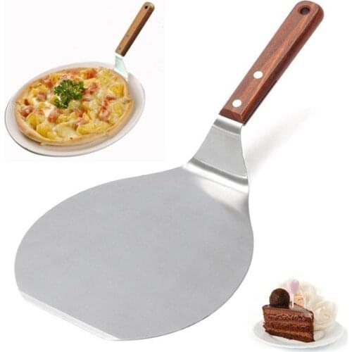 13inch Round Wooden Handle Stainless Steel Cake Pizza Shovel Kitchen Baking Tool