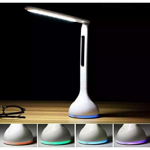 Led Desk Lamp Eye Protection Table lamp Suitable for Office Bedroom Study with Clock Calendar Temperature Alarm Clock _W