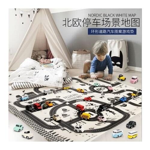 Nordic 130*100 Enlarged Childrens Parking Map Car Walkman Play Mat Toys