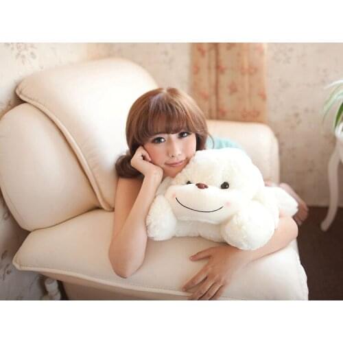 New plush beige lying dog toy lovely sweet shy dog doll birthday gift about 70cm 0114