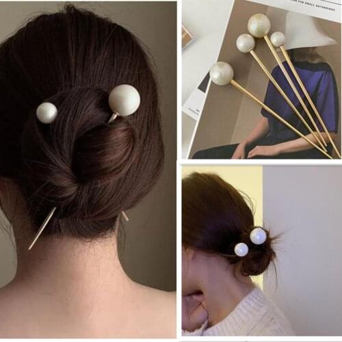 1pcs Retro pearl Chinese Style Hair Sticks Acetate Resin Chopstick Women Hairpins Hair Clip Pins Wedding Hair Accessories Jewelr