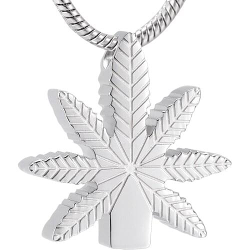 Memorial Jewelry Leaf Shape Ash Urn Necklace Stainless Steel Cremation Jewelry