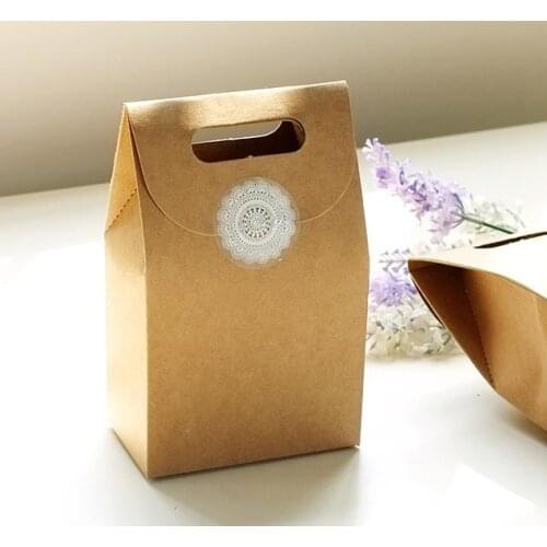 Kraft Paper Gift Box With Handle Wedding Party Favors Soap Candy Boxes Food Chocolate Nuts Wrapping Stand Up bags event supplies