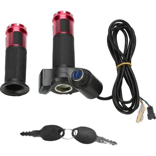 5 Wires Aluminium Alloy Electric Bike Twist Throttle Grips with LED Display Tricycle Speed Control Scooter Accelerator Set