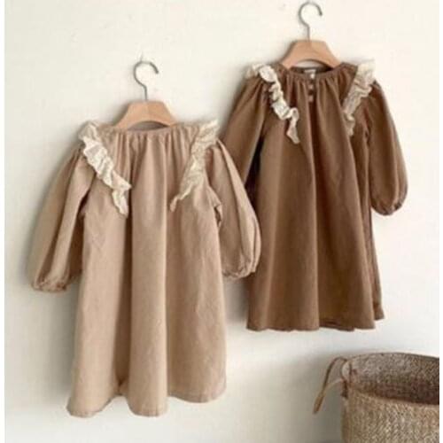 Casual Baby Kids Girl A-Line Lace Princess Dresses For Girls Dresses New 2021 Spring Autumn Kids Girl Dress Long Sleeve Dress