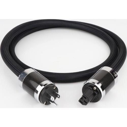 Preffair Hi-End OFC Power Cable With Carbon Fiber Rhodium Plated US/EU Power Plug Audio Power Cord Cable