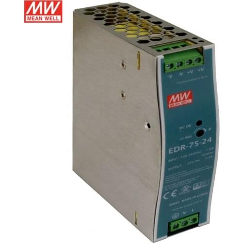 MEAN WELL EDR-75-24 75 24V DIN Rail Switching Power Supply 110V/220V AC to 24V DC 3.2A Industrial Power Unit