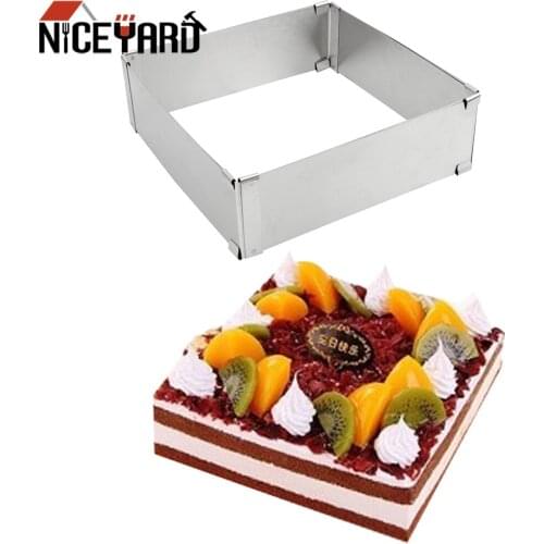 Adjustable Mousse Ring 3D Square Cake Mold Stainless Steel Baking Mould Kitchen Dessert accessories Cake Decorating Tool