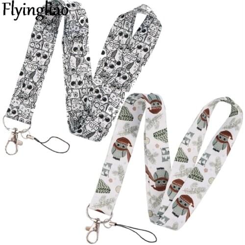 Cartoon Cute Owl Cartoon Neck Strap Lanyard for Keys ID Card Badge Holder Mobile Phone Straps Rope Keychain Webbing Ribbon