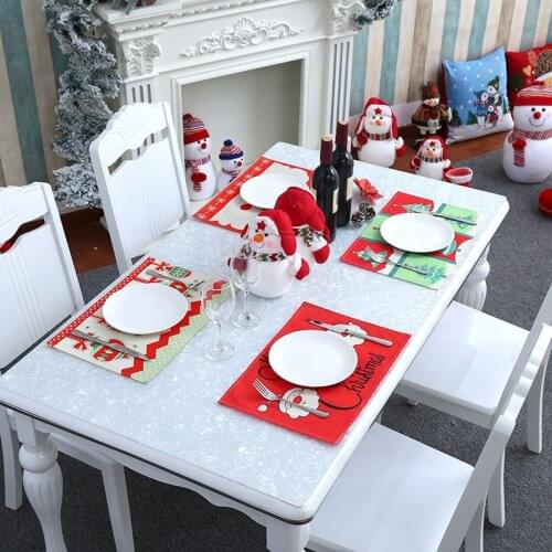 Christmas Table Placemat Decor DiningTable Mat Christmas Ornaments New Year Navidad Festival Kitchen Home Decoration