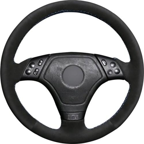 Hand-stitched DIY Black Suede Leather Car Steering Wheel Cover for BMW E36 E46 E39 Accessories