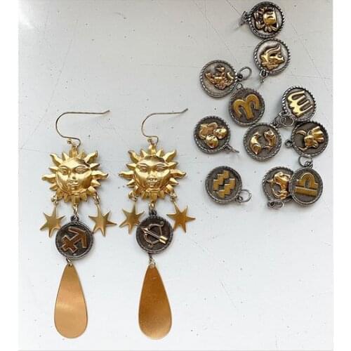 Handmade Zodiac Sun Sign Lucky Charms Dangle Earrings