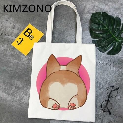 Corgi shopping bag eco bolsas de tela tote shopper reusable jute bag bag jute cloth reciclaje tote sac tissu