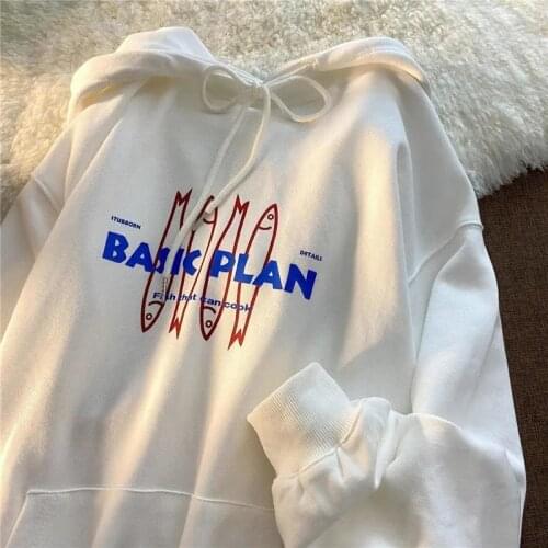 Sweater womens hooded Korean version Female sweatshirt Oversized hoodie cartoon print couple tops warm long-sleeved all-match