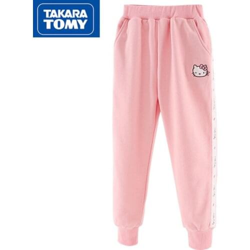 TAKARA TOMY spring and autumn new 2021 cute cartoon Hello Kitty baby pants simple and comfortable childrens casual pants