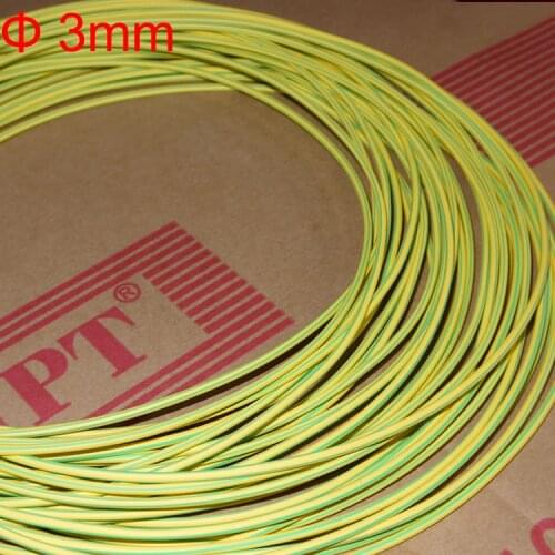 12M 3mm Dia 2:1 Earth Line Cable Sleeve Flame Retardant Yellow-Green Yellow & Green Heat Shrinking Shrinkable Tubing Tube