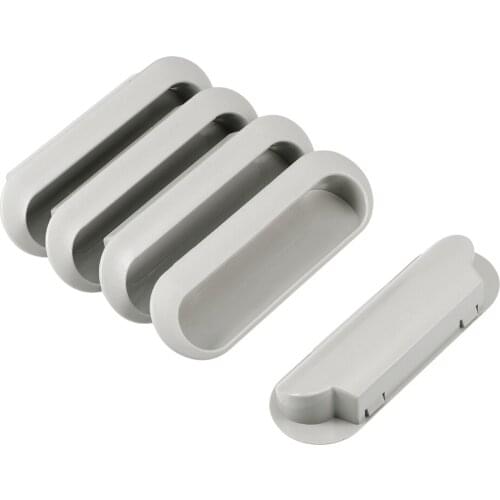Uxcell 5Pcs Flush Pull Finger Insert Recessed Cabinet Door Handles Gray 120x40x21mm for drawer sliding door tool box etc