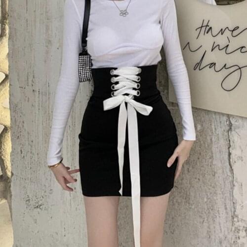 Vintage Mini Victorian Skirt Women Korean Style Slim Lace-up Black Gothic Skirt Court Retro Casual Party Kawaii Y2k Clothes 2021