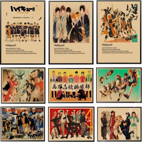 Vintage Japanese Anime Haikyuu!! Retro Poster Kraft Paper High Quality Home Room Art Print Wall Stickers