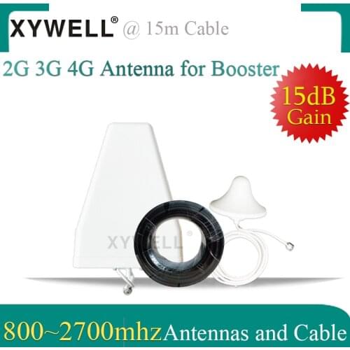 XYWELL 4G Antennas 800~2700mhz LPDA Outdoor antenna Ceiling indoor Antenna 15 meter cable for 2G 3G 4G Mobile Signal Booster