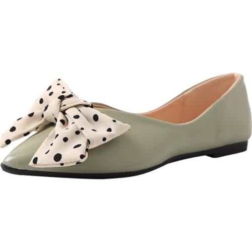 2021 New Ladies Single Shoes Bowknot Pointed Fairy Gentle Style Soft Bottom Spring and Summer All-match Leather Flats