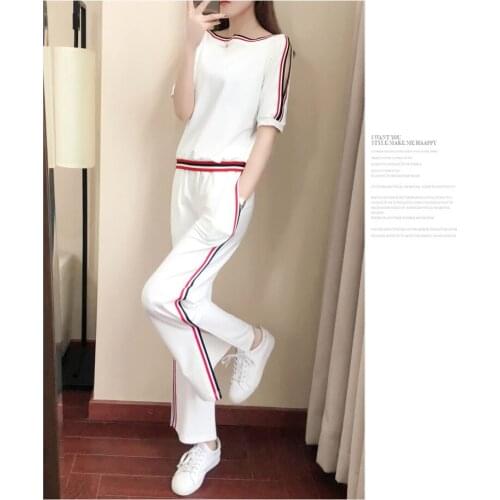 2018 new summer womens Korean leisure suits fashion leggings loose slim sportswear two-piece fashion LQ0106
