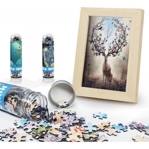 150pcs DIY puzzle mini test tube puzzle with wooden frame child adult puzzle decompression double-sided puzzle toy