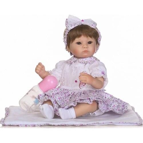 18" bebe gift doll reborn Silicone Reborn babies With Cotton Body nice Dressed Lifelike newborn babies girls DIY doll toys