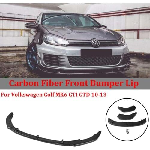 3 Pcs Carbon Fiber Front Bumper Lip Spoiler Splitter For Volkswagen Golf MK6 GTI GTD 2010-2013 Car Modification Part Body Kit