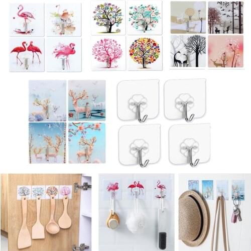 4 Pcs/set Hook Strong Paste Storage Rack Hanger Storage Kitchen Accessories Seamless Waterproof Wall Sticker Multi-function